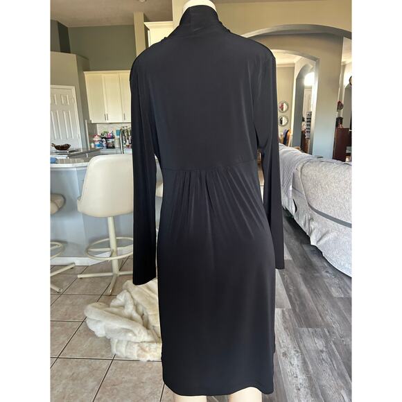 Whimsigoth New York & Company Stretch Black Long Sleeve Tie-Front Dress (M) - Picture 1 of 3